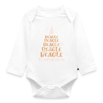 Beagle Hund Weihnachten Hunderasse - Baby Bio-Langarm-Body - Weiß - Vorne