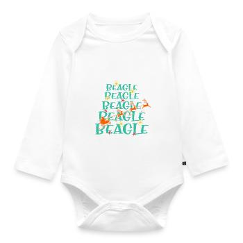 Beagle Hund Weihnachten Hunderasse - Baby Bio-Langarm-Body - Weiß - Vorne