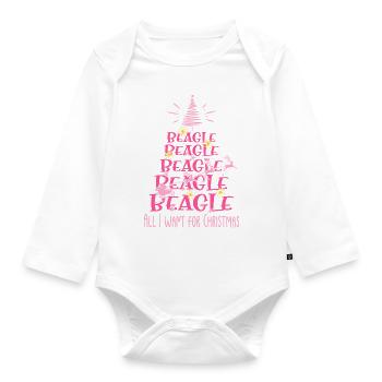 Beagle Hund Weihnachten Hunderasse - Baby Bio-Langarm-Body - Weiß - Vorne