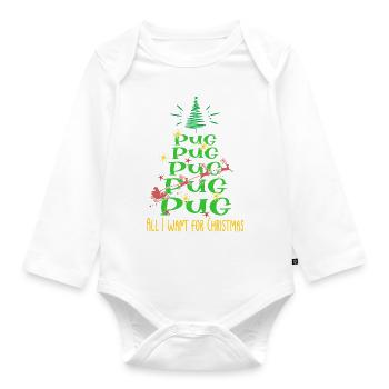 Mops Hund Weihnachten Hunderasse - Baby Bio-Langarm-Body - Weiß - Vorne