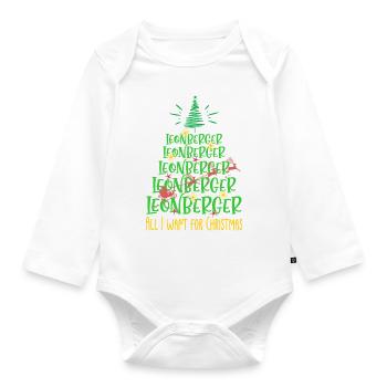 Leonberger Hund Weihnachten Hunderasse - Baby Bio-Langarm-Body - Weiß - Vorne