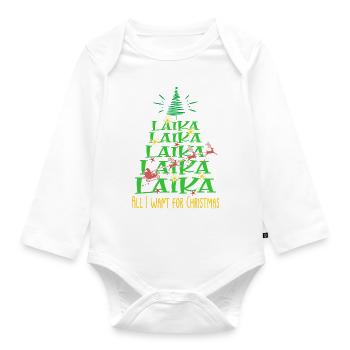 Laika Hund Weihnachten Hunderasse - Baby Bio-Langarm-Body - Weiß - Vorne