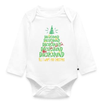 Dackel Hund Weihnachten Hunderasse - Baby Bio-Langarm-Body - Weiß - Vorne
