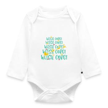 Welsh Corgi Hund Weihnachten Hunderasse - Baby Bio-Langarm-Body - Weiß - Vorne
