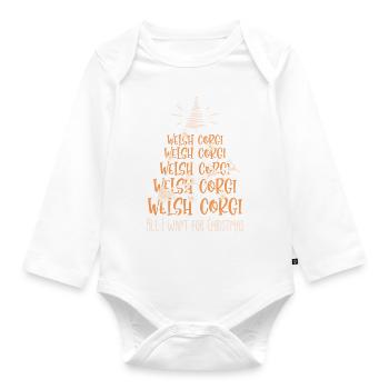 Welsh Corgi Hund Weihnachten Hunderasse - Baby Bio-Langarm-Body - Weiß - Vorne