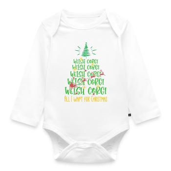 Welsh Corgi Hund Weihnachten Hunderasse - Baby Bio-Langarm-Body - Weiß - Vorne