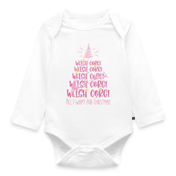 Welsh Corgi Hund Weihnachten Hunderasse - Baby Bio-Langarm-Body - Weiß - Vorne