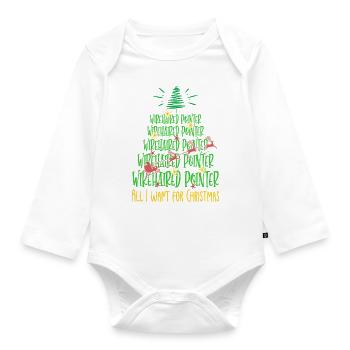 Deutsch Drahthaar Hund Weihnachten Hunderasse - Baby Bio-Langarm-Body - Weiß - Vorne