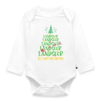 Landseer Hund Weihnachten Hunderasse - Baby Bio-Langarm-Body - Weiß - Vorne