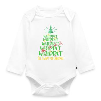 Whippet Hund Weihnachten Hunderasse - Baby Bio-Langarm-Body - Weiß - Vorne
