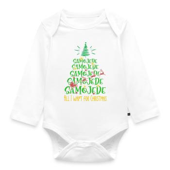 Samojede Hund Weihnachten Hunderasse - Baby Bio-Langarm-Body - Weiß - Vorne