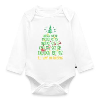Englisch Setter Hund Weihnachten Hunderasse - Baby Bio-Langarm-Body - Weiß - Vorne