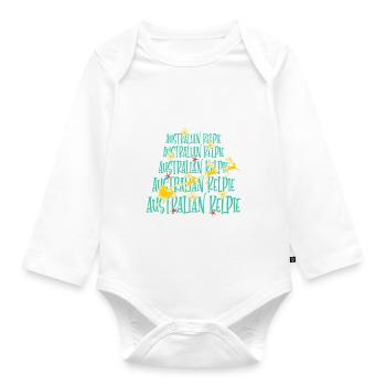 Australischer Kelpie Hund Weihnachten Hunderasse - Baby Bio-Langarm-Body - Weiß - Vorne