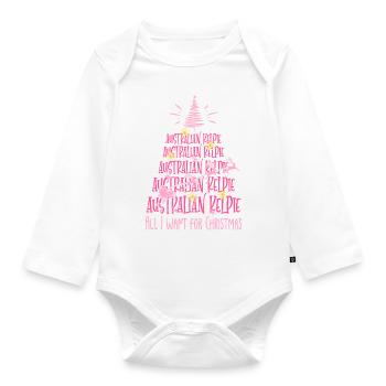 Australischer Kelpie Hund Weihnachten Hunderasse - Baby Bio-Langarm-Body - Weiß - Vorne
