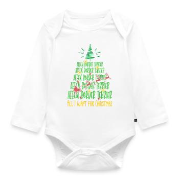Affen Border Terrier Hund Weihnachten Hunderasse - Baby Bio-Langarm-Body - Weiß - Vorne