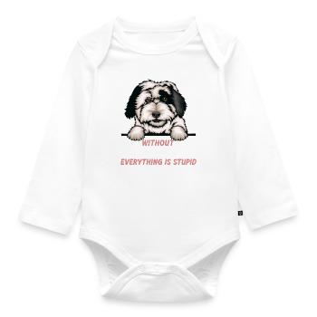 Ohne Englischer Schäferhund ist alles doof - Baby Bio-Langarm-Body - Weiß - Vorne