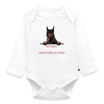 Ohne Dobermann ist alles doof - Baby Bio-Langarm-Body - Weiß - Vorne