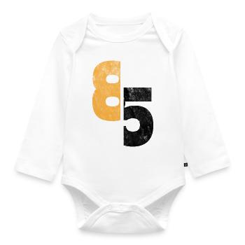 Number 85 - Organic Longsleeve Baby Bodysuit - white - Front
