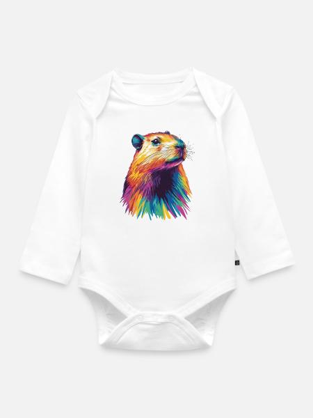 Capybara - Body Bébé bio manches longues - blanc