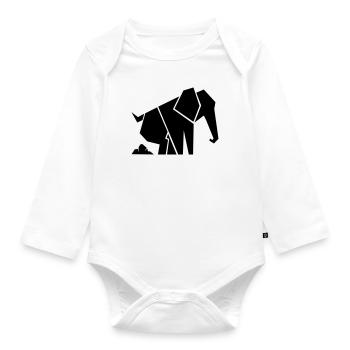 Geometric Elephant - Organic Longsleeve Baby Bodysuit - white - Front