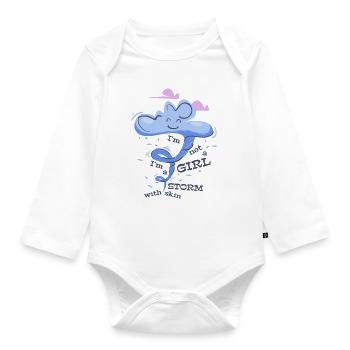 Mädchen Sturm - frech selbstbewusst Spruch - Baby Bio-Langarm-Body - Weiß - Vorne