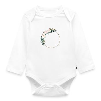 Personalisierbar Blumenkranz Boho - Baby Bio-Langarm-Body - Weiß - Vorne