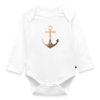 Ostseeliebe - Anker - Koordinaten Rügen - Baby Bio-Langarm-Body - Weiß - Vorne