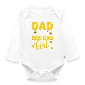 Father of the Bee Day Girl's Birthday - Organic Longsleeve Baby Bodysuit - white - Front
