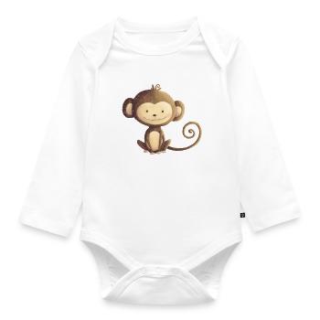 Kleines Äffchen - Baby Bio-Langarm-Body - Weiß - Vorne