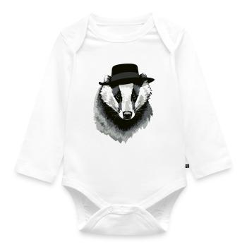 Dachs - Baby Bio-Langarm-Body - Weiß - Vorne