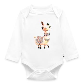 Lama,alpaka, Illustration, Comic - Baby Bio-Langarm-Body - Weiß - Vorne