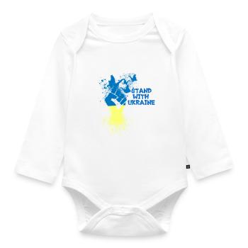 Stand with Ukraine, Ukraine, Graffiti - Organic Longsleeve Baby Bodysuit - white - Front