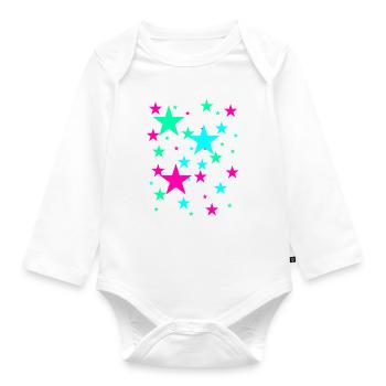 Étoiles, étoile, étoiles colorées - Body Bébé bio manches longues - blanc - Devant