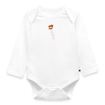 Fox with tracks - Organic Longsleeve Baby Bodysuit - white - Front