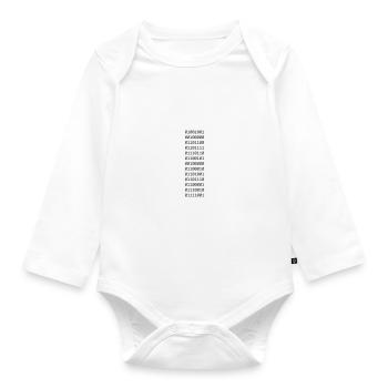 "I LOVE BINARY" in binary. - Organic Longsleeve Baby Bodysuit - white - Front