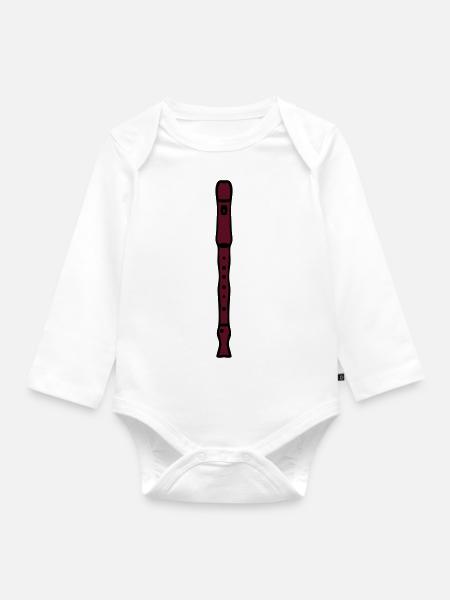 flûte à bec - Body Bébé bio manches longues - blanc
