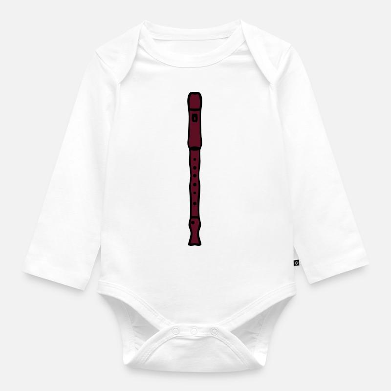 flûte à bec - Body Bébé bio manches longues - blanc