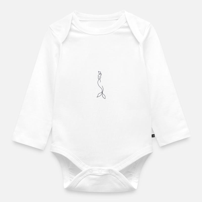 Sirène silhouette conte de fées dessiné à la main - Body Bébé bio manches longues - blanc