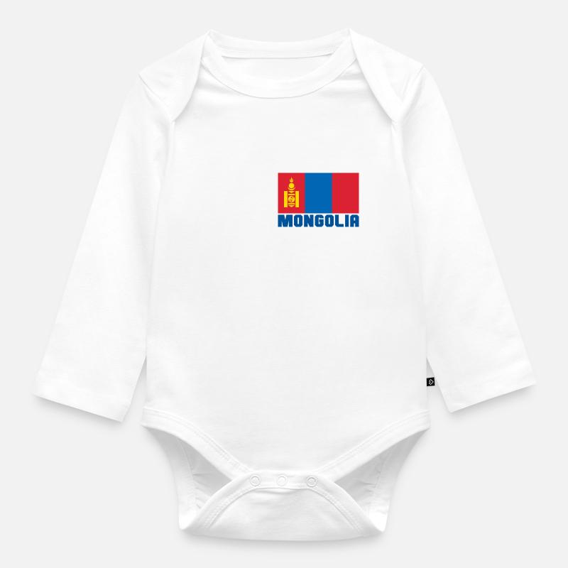 Mongolei - Baby Bio-Langarm-Body - Weiß