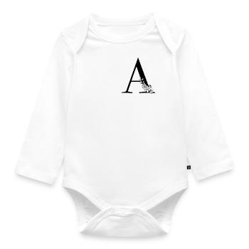 Letter A - Organic Longsleeve Baby Bodysuit - white - Front
