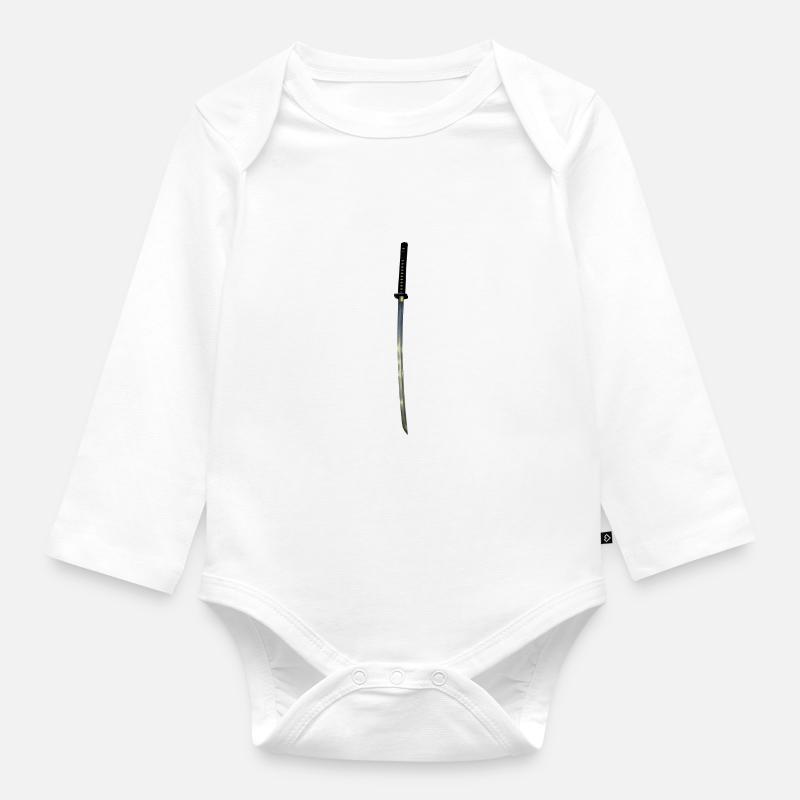 Samurai Katana - Baby Bio-Langarm-Body - Weiß