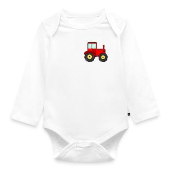 Tractor Red - Organic Longsleeve Baby Bodysuit - white - Front
