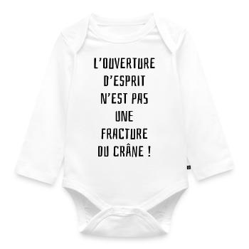 Open your Mind ! - Organic Longsleeve Baby Bodysuit - white - Front