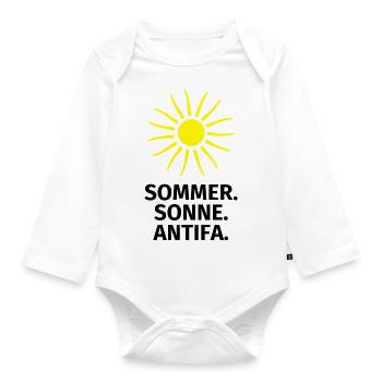 Sommer Sonne Antifa - Baby Bio-Langarm-Body - Weiß - Vorne