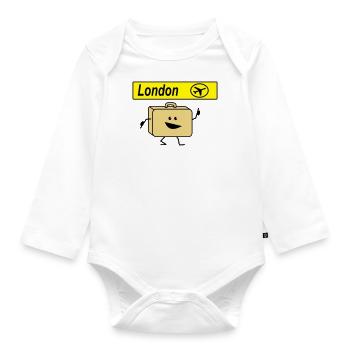 Suitcase london - Organic Longsleeve Baby Bodysuit - white - Front