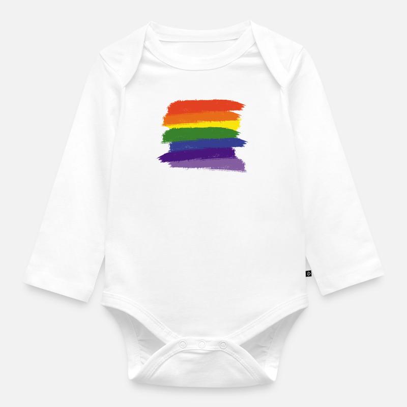 Regenbogen-Pinsel - Baby Bio-Langarm-Body - Weiß