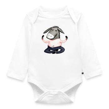 Yoga Donkey - Organic Longsleeve Baby Bodysuit - white - Front