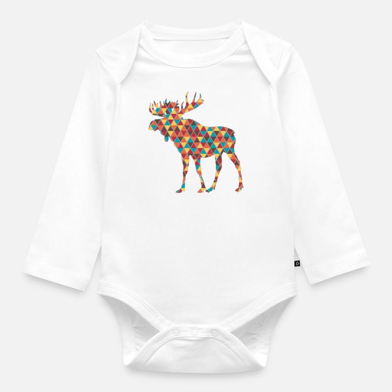 Elch - Baby Bio-Langarm-Body - Weiß