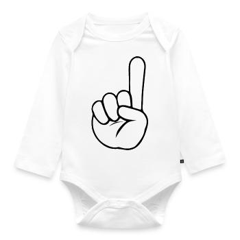 Hand Finger Up 2 | Black/White - Baby Bio-Langarm-Body - Weiß - Vorne