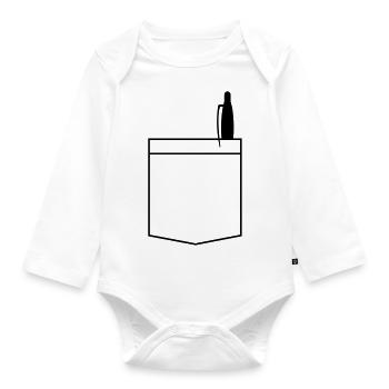 Breast pocket - Organic Longsleeve Baby Bodysuit - white - Front